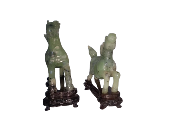 Caballos tallados en Jade verde (Referencia AA000011#)
